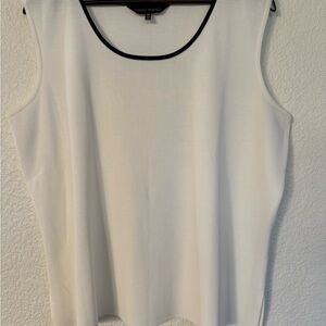 Ming Wang White Tank Top with Black Trim